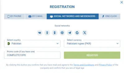 1xbet telegram registration pakistan