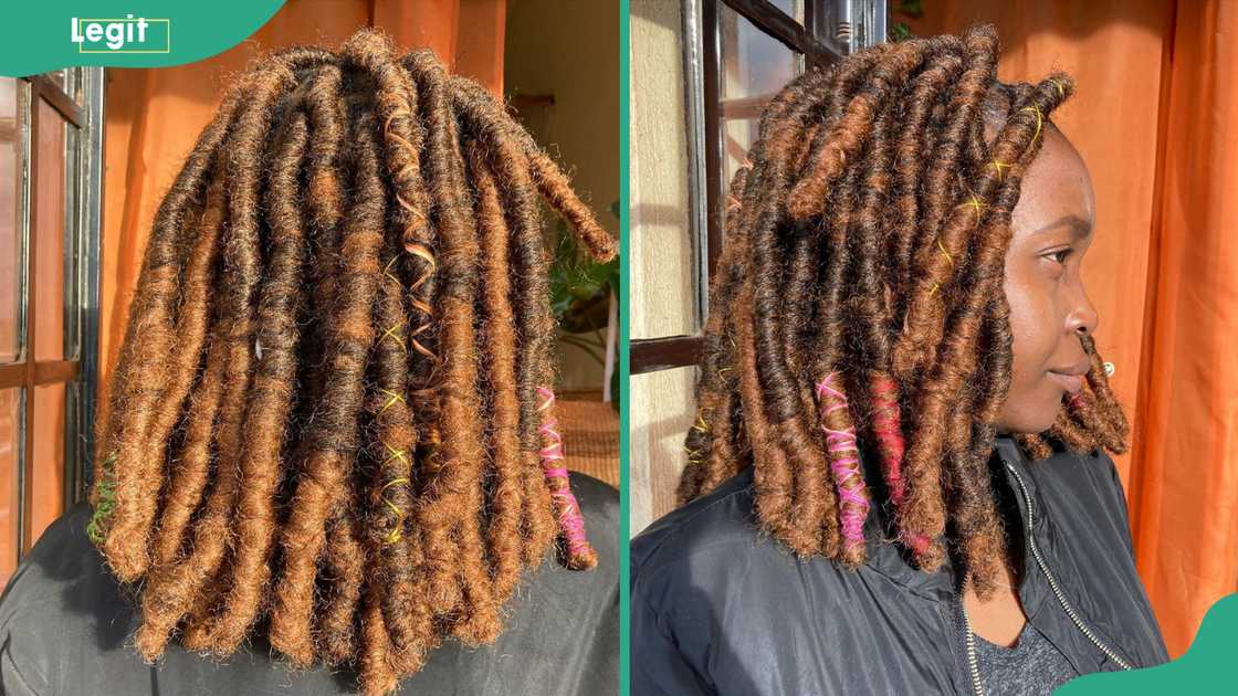 Short brown faux locs