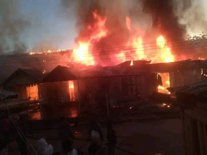 Anxiety as fire guts 7-storey building in Lagos 