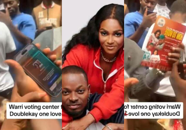 BBNaija: Nigerians turn up in massive numbers at voting center to vote for Doublekay