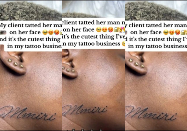 “It’s too early to be angry" - Lady sparks buzz as she tattoos boyfriend’s name on her neck