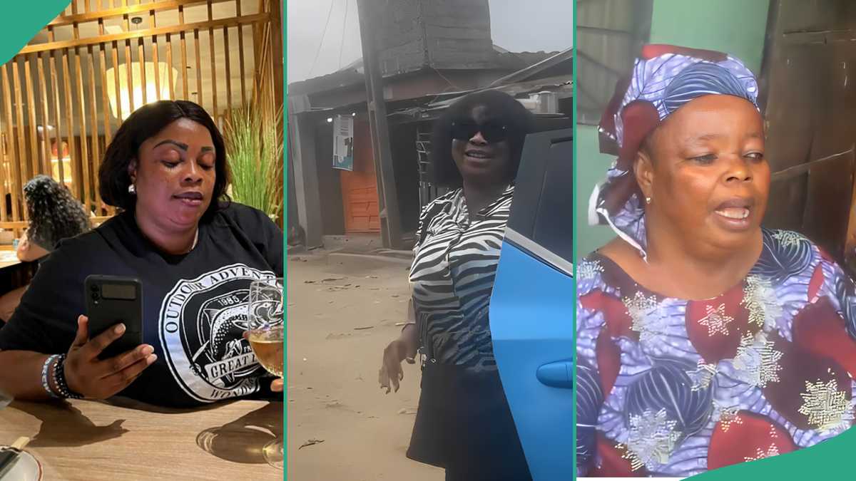 Lady Finally Returns to Nigeria after 20 Years in Europe, Rains Cash on Her Mum in Cute Video