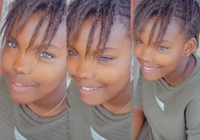 Lady amazed as she meets a girl with striking natural blue eyes, video goes viral