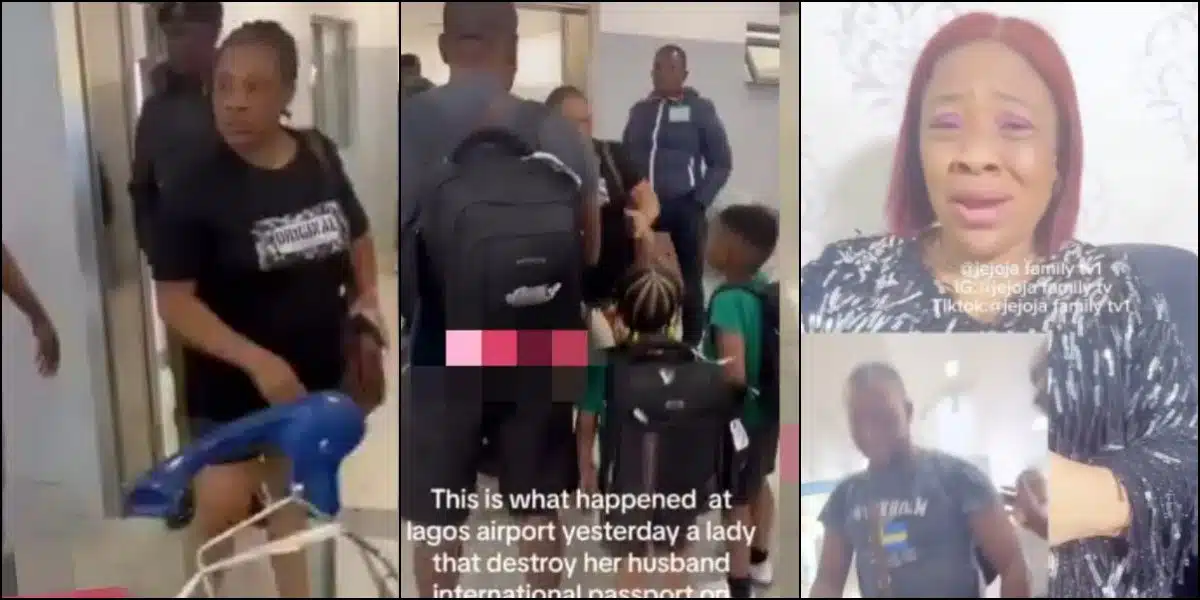 Lady who tore husband's passport at airport breaks silence