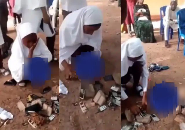 Moment PTA of school allegedly order students to smash their phones due to poor academic performance