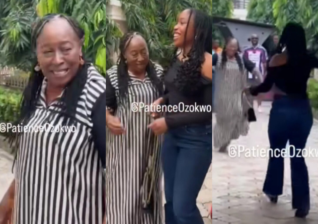 Moment Patience Ozokwo’s granddaughter surprises her on movie set