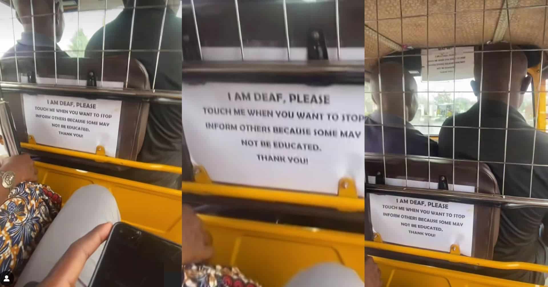 Netizen shocked as he shares experience after entering keke of man who's deaf