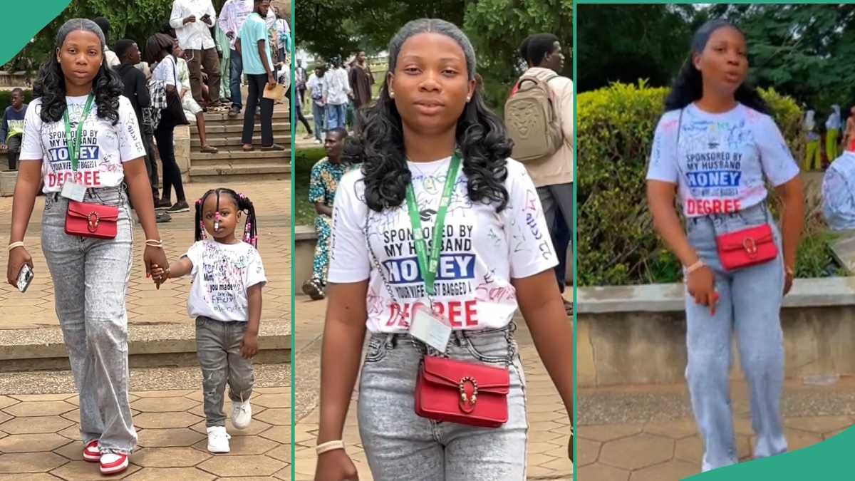 Nigerian Lady Praises Her Husband With Inscription on Her Shirt As She Graduates From University