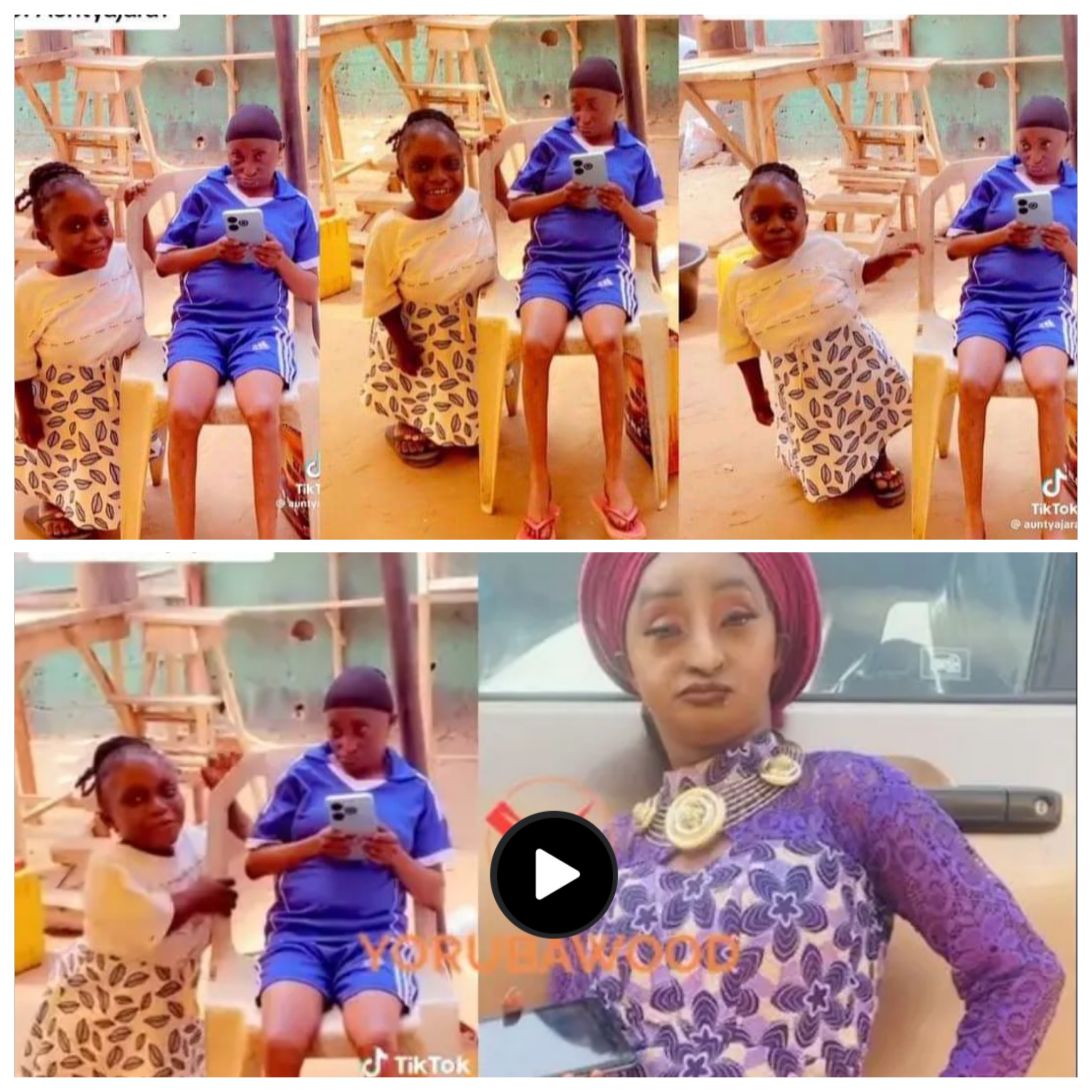 “She's Too proud” – Video of small-sized Aunty Ramota ignoring a midget on a movie set sparks reactions online (Watch) ‎