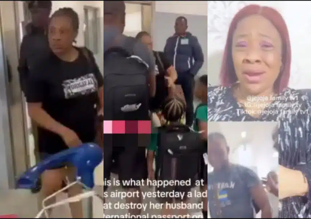 “Tiger don marry" - Reactions as woman reveals why she tore husband’s passport at airport