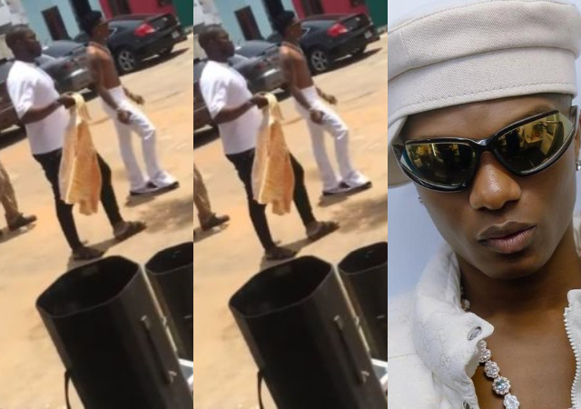 Wizkid spotted shirtless under hot sun within a neighborhood