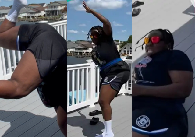 "You no fit carry urself"- Teni lands on the floor as she does 'Up and Grateful' challenge, Funny video trends