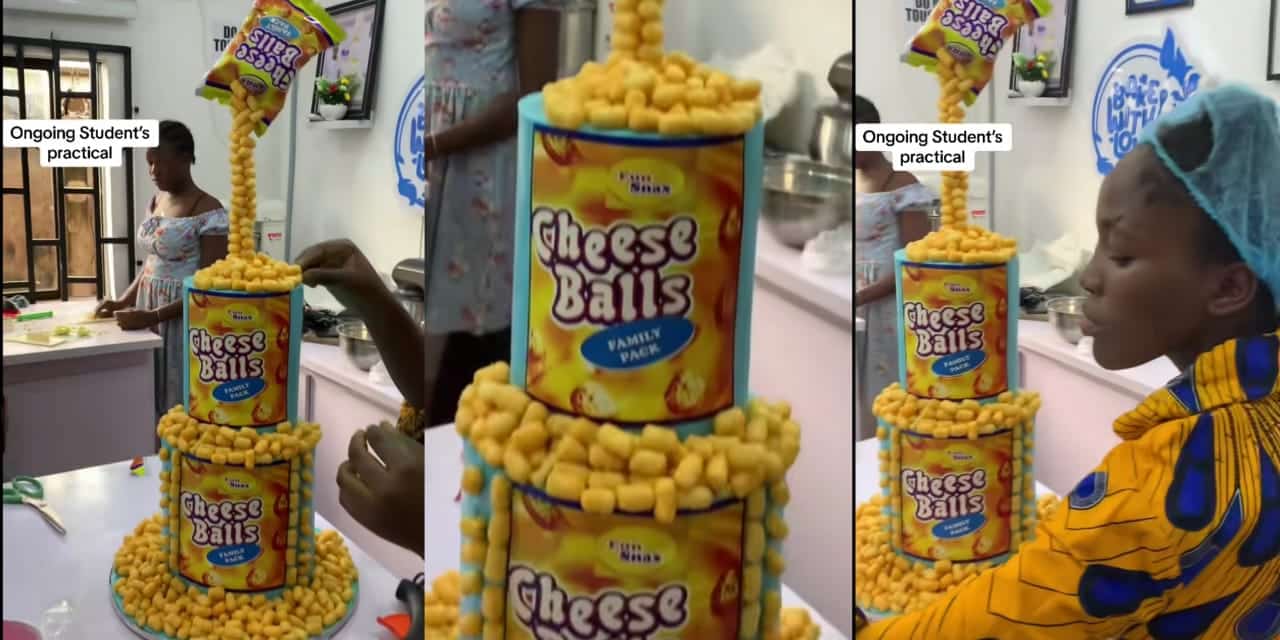 14-year-old baker wows social media with cheese balls cake