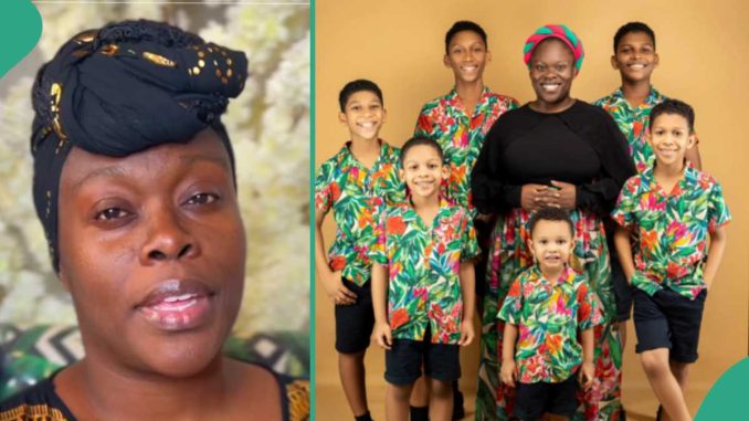 Happy Mother Who is Blessed With Six Male Children Show Them Off in Trending Post