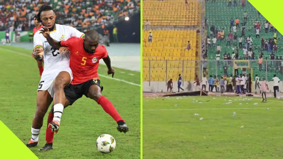 Angry Ghana Fans Invade Pitch, Throw Bottles After Conceding 93rd Minute Goal vs Angola, Video