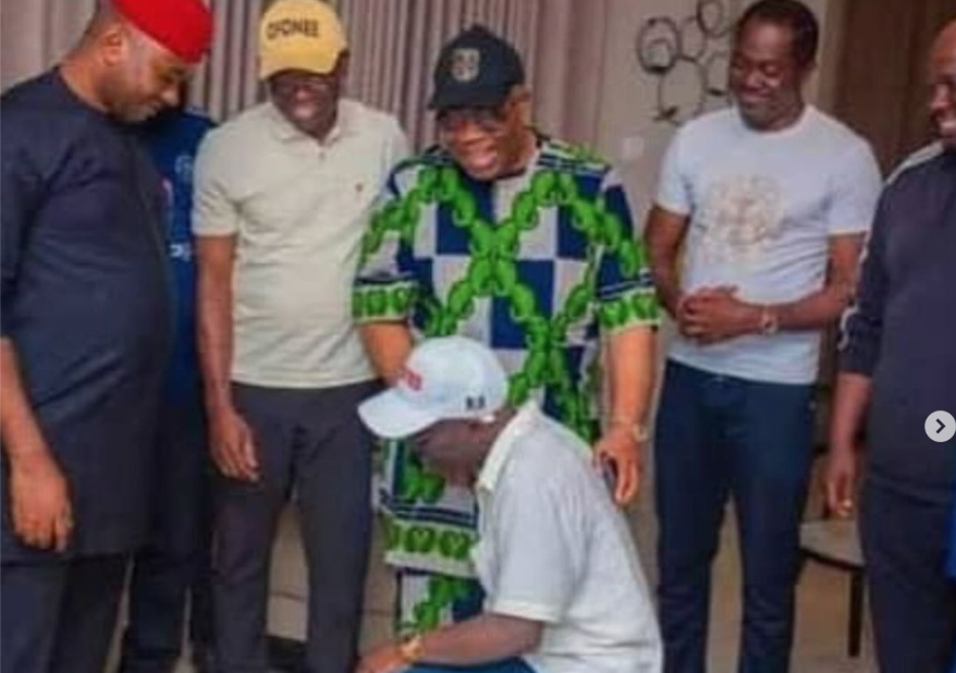 Another puppet - Reactions as incoming Edo Governor Okpebholo, kneels to thank Akpabio