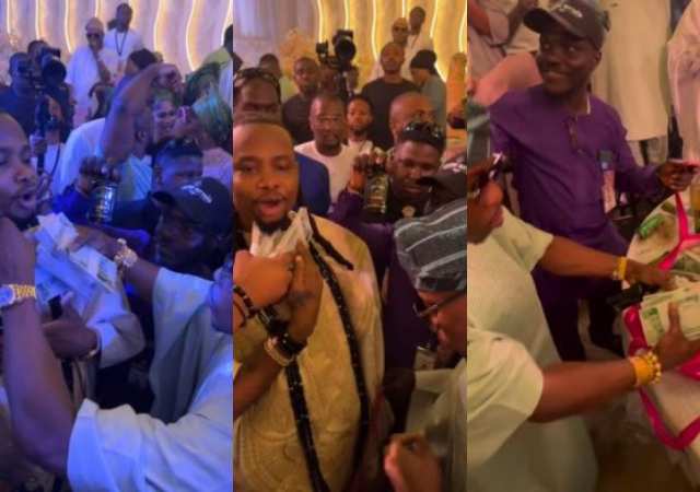 “Are you a ritualist” – Reactions as Fekomi allegedly sprays over N150m at Yhemolee’s wedding