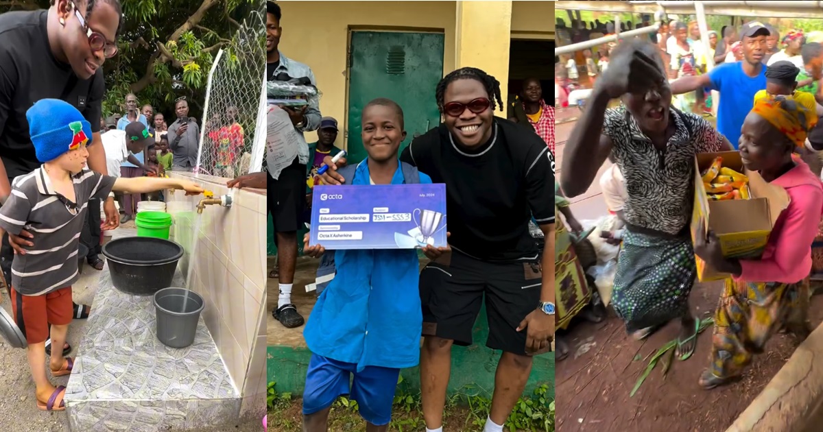 Asherkine stirs emotion as he gifts Jos natives borehole, foodstuff, and back-to-school packages (VIDEO)