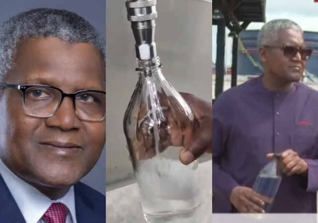 Billionaire Dangote showcases sample of his transparent petrol as his refinery officially starts operation