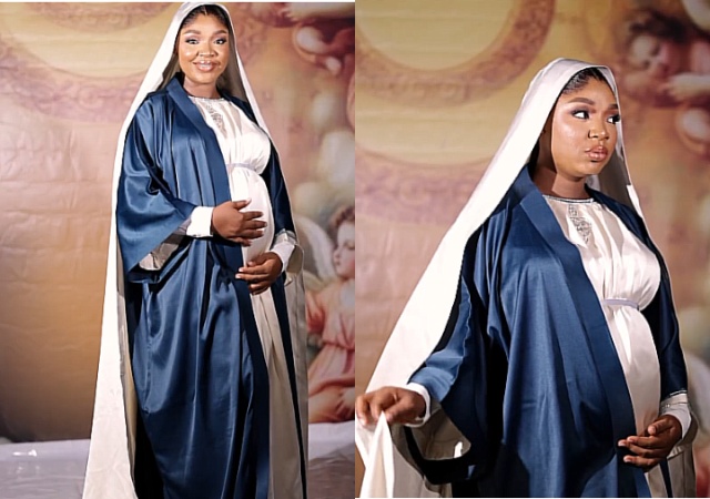  Ekene Umenwa Welcomes New Baby, Shows Off Mother Mary-Themed Pregnancy Shoot