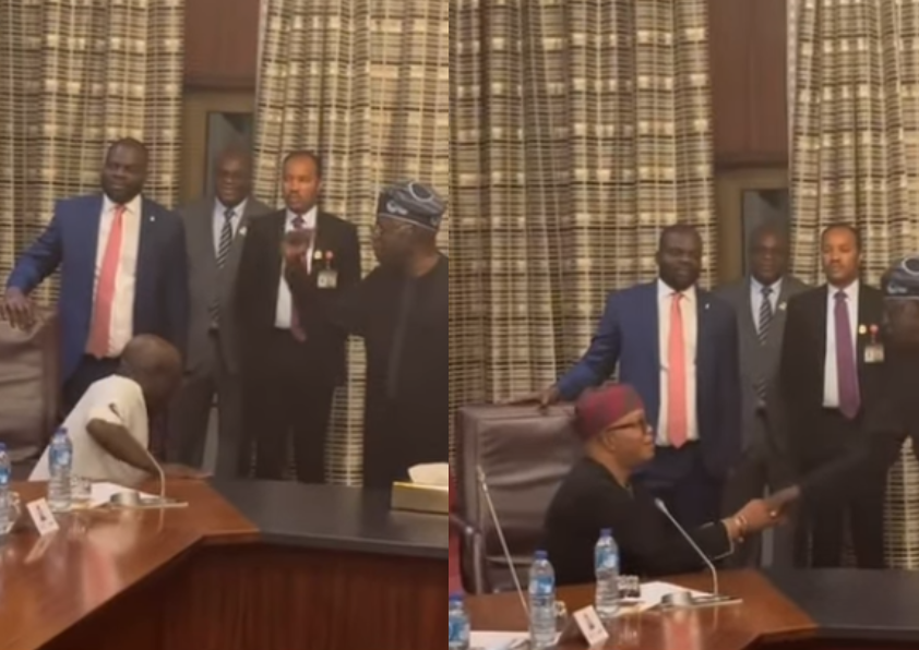 Elderly men kneeling down, power is crazy - Nigerians react as Okpebholo, others kneel down for Tinubu