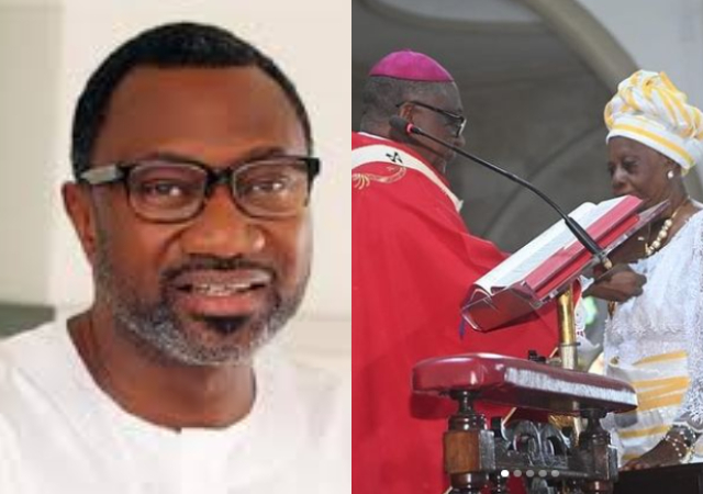 Femi Otedola celebrates mom after she receives prestigious accolade from Pope Francis