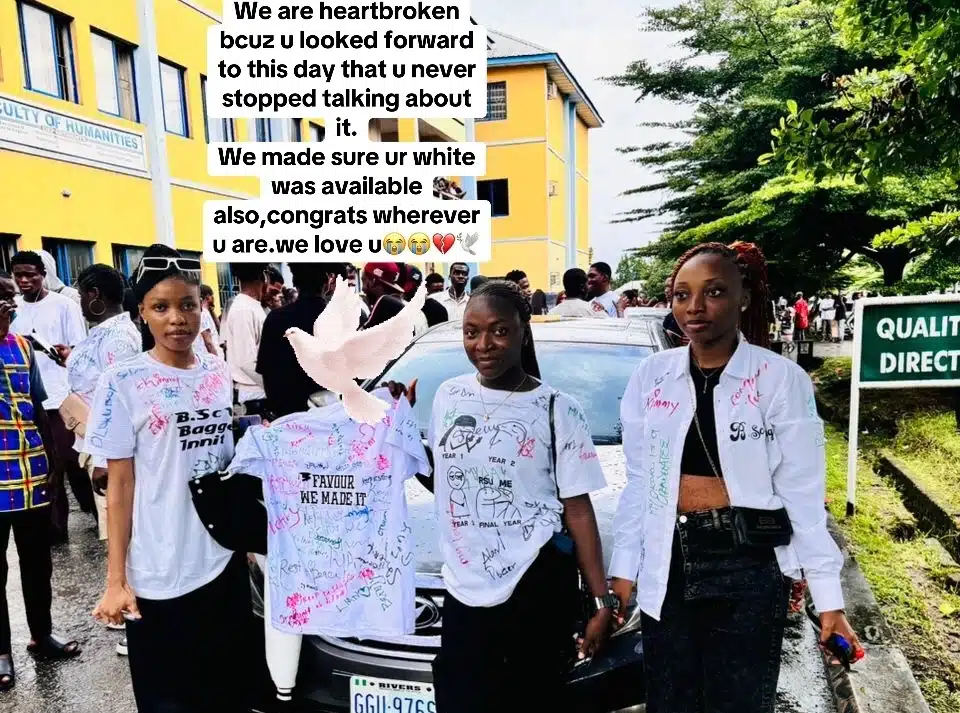 Final-year students honor late friend with custom sign-out shirt, share then-and-now photos