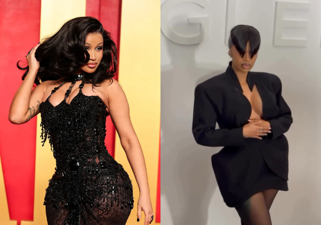 "Is she seeing?"- Reactions as Cardi B showcases new hairstyle covering her eyes