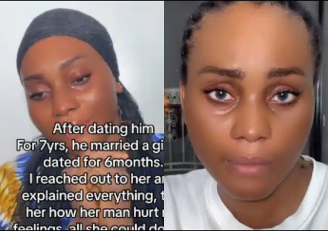 Lady cries bitterly as ex-boyfriend she dated for 7 years weds new partner after 6 months