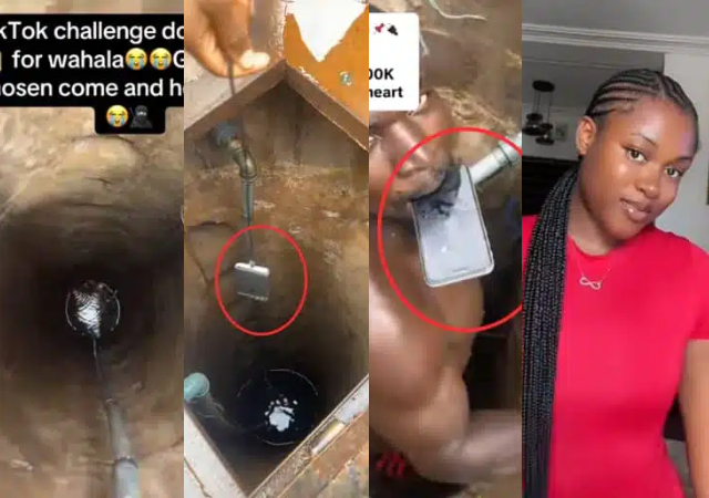 Lady’s falls into a water well as she jumps on viral tiktok challenge