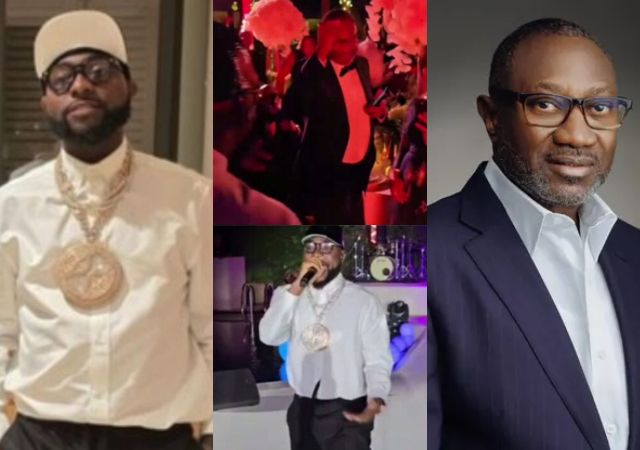 Mixed reactions over Davido’s outfit, conversation with Otedola at a billionaire wedding bash in France