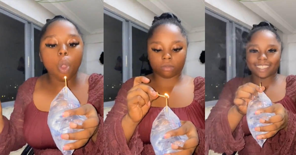 Netizens Stúnned As Lady Celebrates Birthday With Pure Water And Matchstick (VIDEO)