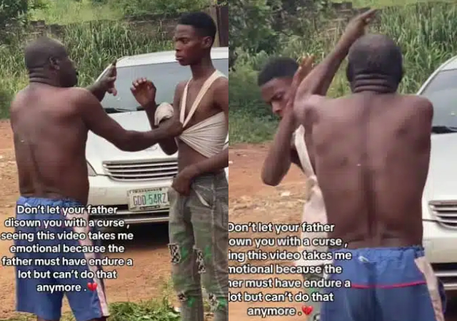 Netizens reacts to video of a Nigerian father disowning his son