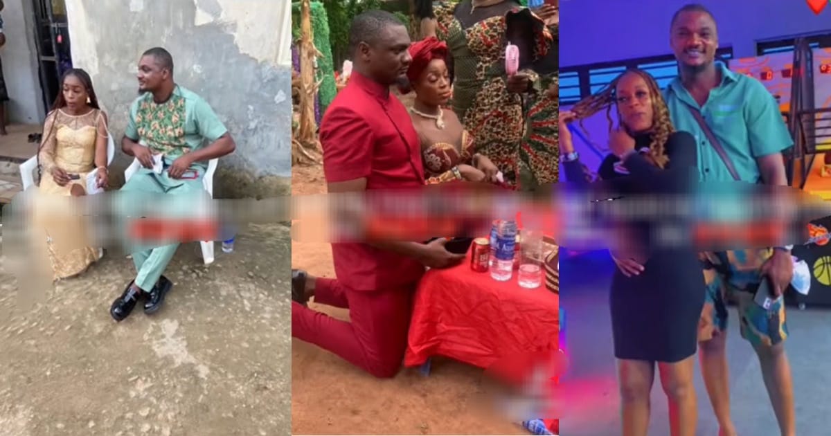 Nigerian Groom Dr@gs Tr0lls Through The Mud For Att@cking His Wife's Looks After Posting Their Wedding Photos Online (VIDEO)