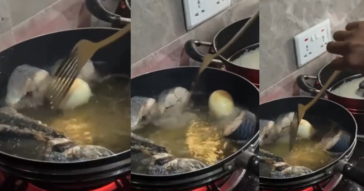 Nigerian Lady Sh0cks Boyfriend By Frying Boiled Eggs During Visit (VIDEO)