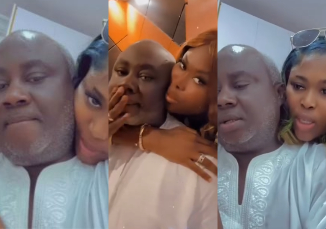 Nigerian lady turns heads as she shows off her aged husband