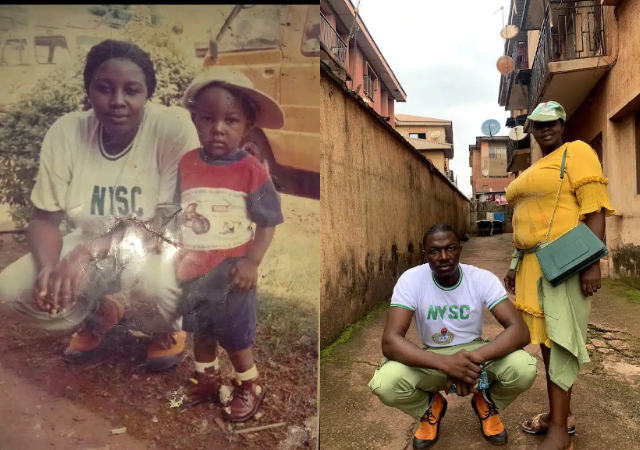 Nigerian man recreates NYSC picture with mother after 22 years