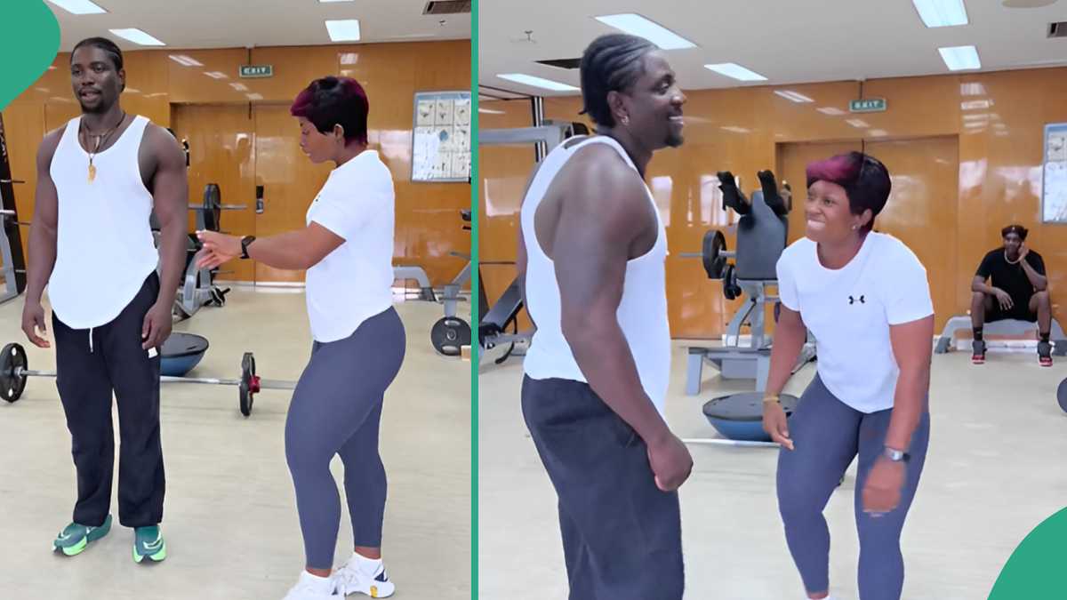 Strong Lady Lifts VeryDarkMan Like Feather, Uses Him to Do Squatting At Gym