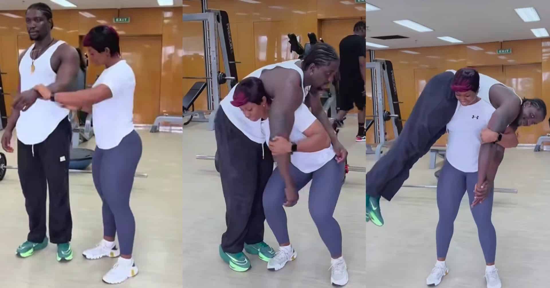 Viral video of female bodybuilder lifting Verydarkman