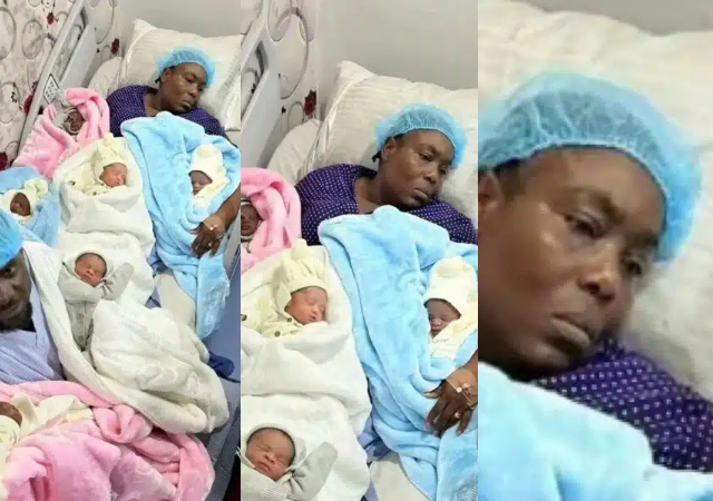 Woman’s facial expression after welcoming sextuplets sparks concerns