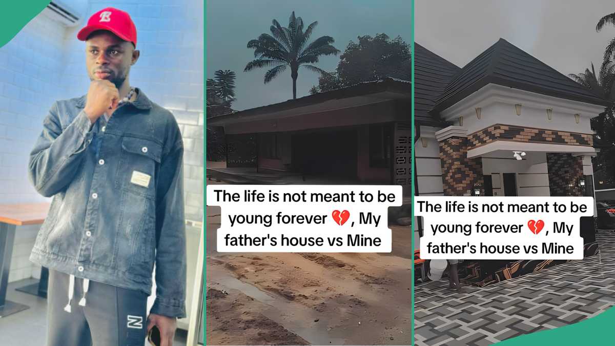 Young Man Builds Big House in 3 Months Beside His Father's Old Bungalow House, Flaunts the Buildings