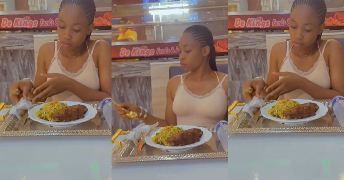 "She fed her chi first" – Moment lady dropped a few grains of rice on the floor before eating at a restaurant (WATCH)