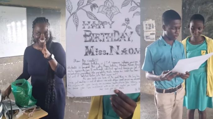 Beautiful Moment Ghanaian Students Surprise Their Economics Teacher On Her Birthday (VIDEO)