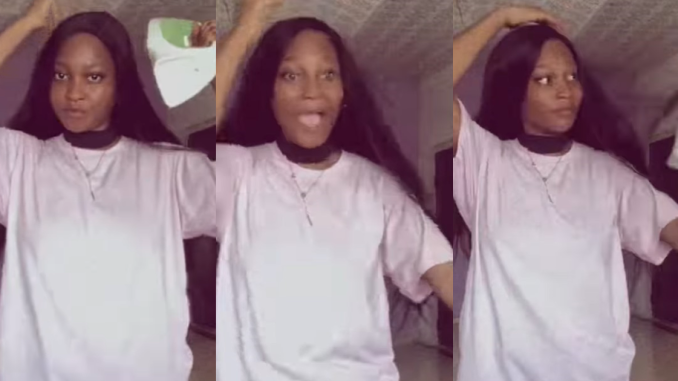 "That's a f@ke hair and iron is too h0t" – Lady losɘs hair while straightening wig with electric iron (WATCH)