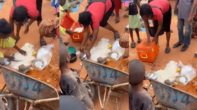 Food vendor faces l0ss after meal spills onto sidewalk from overturned wheelbarrow (WATCH)