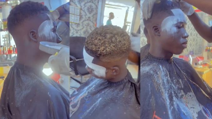 "na u won make powder cost" – Barber's Perfect Hairline Hack Raises Eyebrows As He Doused Customer With Powder (WATCH)