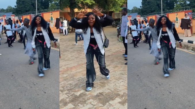 Nigerian lady celebrates as she becomes first graduate in her family (WATCH)