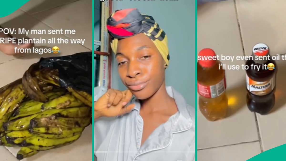 Nigerian Lady Shows Off “Plantains” And Bottles of Oil Her Boyfriend Sent To Her, Many React