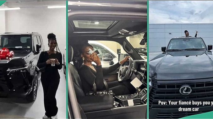 "My Dream Car": Lady over the Moon as Fiancé Splashes Millions on Expensive Ride for Her