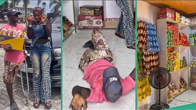 Physically Challenged Man Almost in Tears as Lady Rents Shop for Him, Stocks It with Provisions